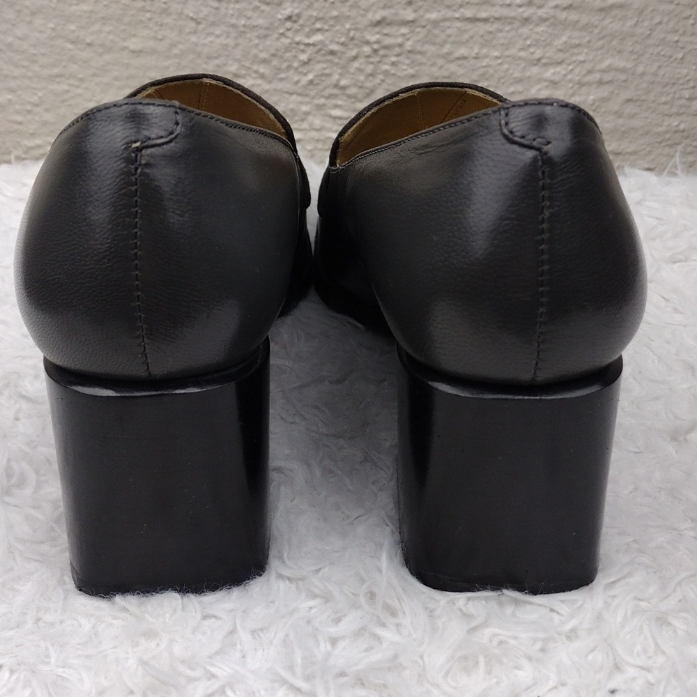 Andrea Viccaro Dark Grey Leather Suede Upper Square Toe Blocked High Heel Shoe - Picture 5 of 15